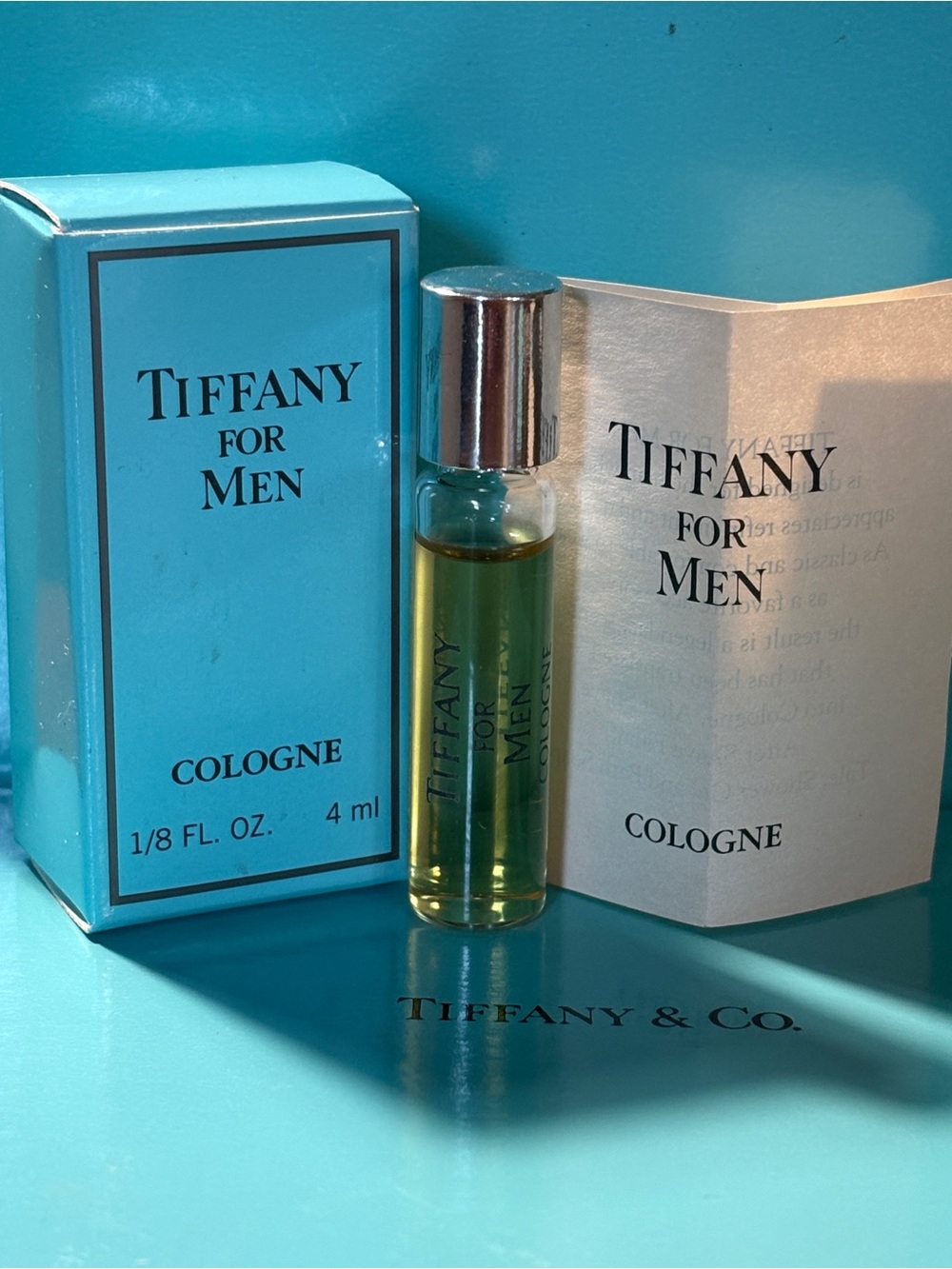 Vintage Tiffany & Co. Men's Cologne Mini in Tiffany Blue with Silver Cap